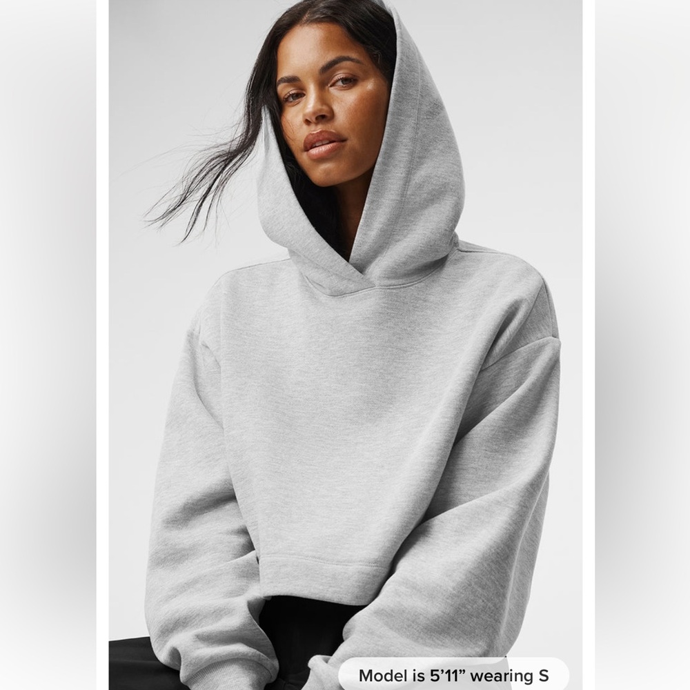 Alo Heather Grey Bae Hoodie